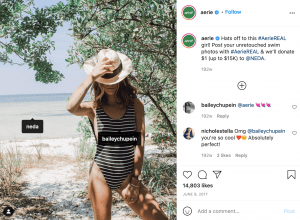 Aerie social media post using user generated content